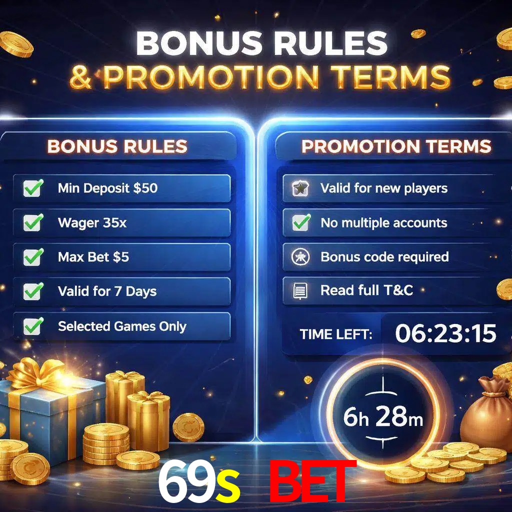 Reglas de promoción 69s bet y condiciones de bonos explicadas visualmente