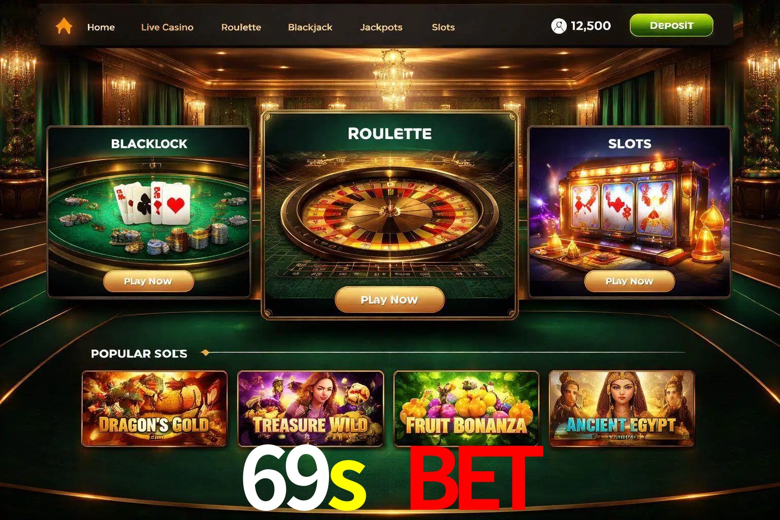 Vista de la plataforma 69s bet Casino mostrando categorías organizadas de juegos en línea